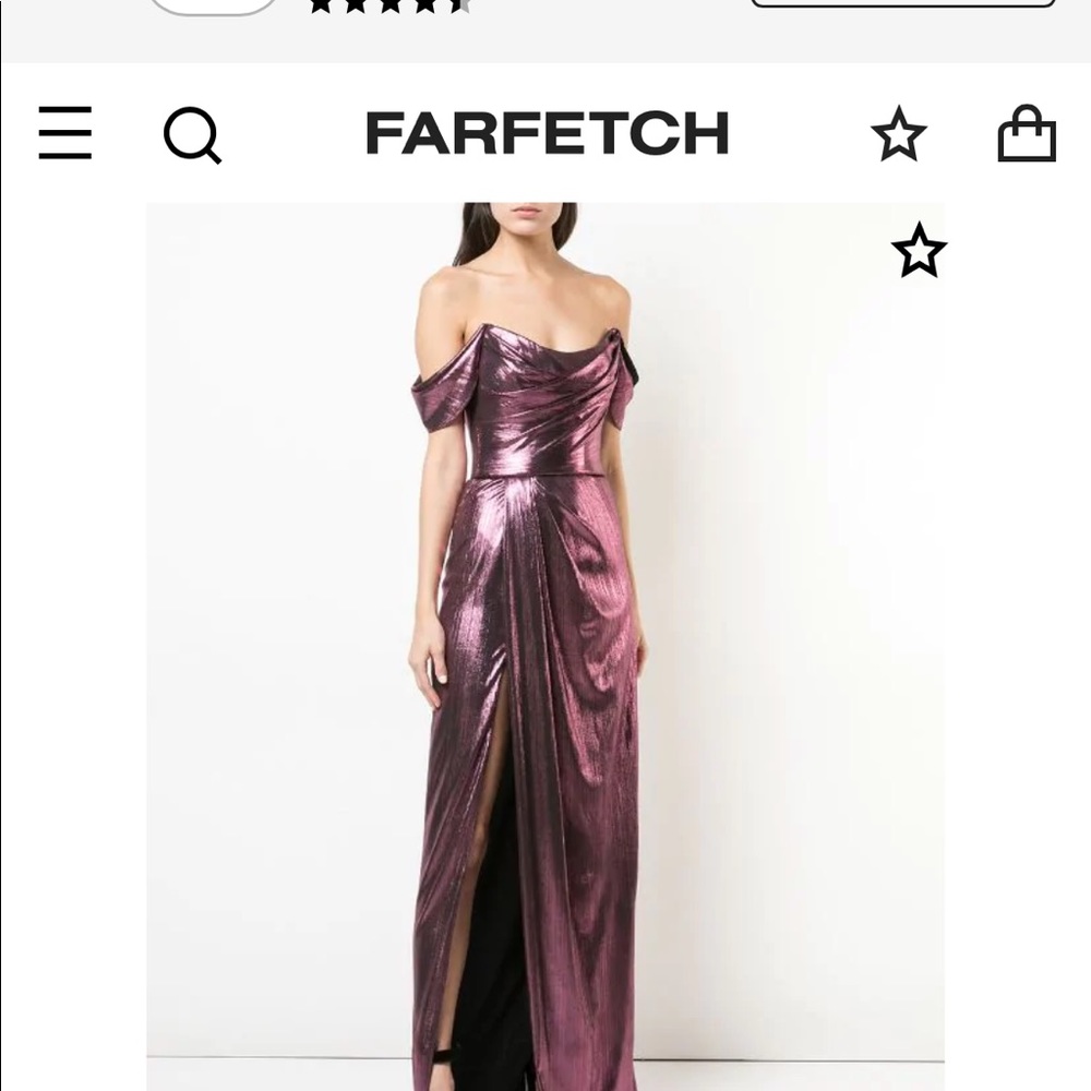 Marchesa Notte Metallic Lame Draped Gown